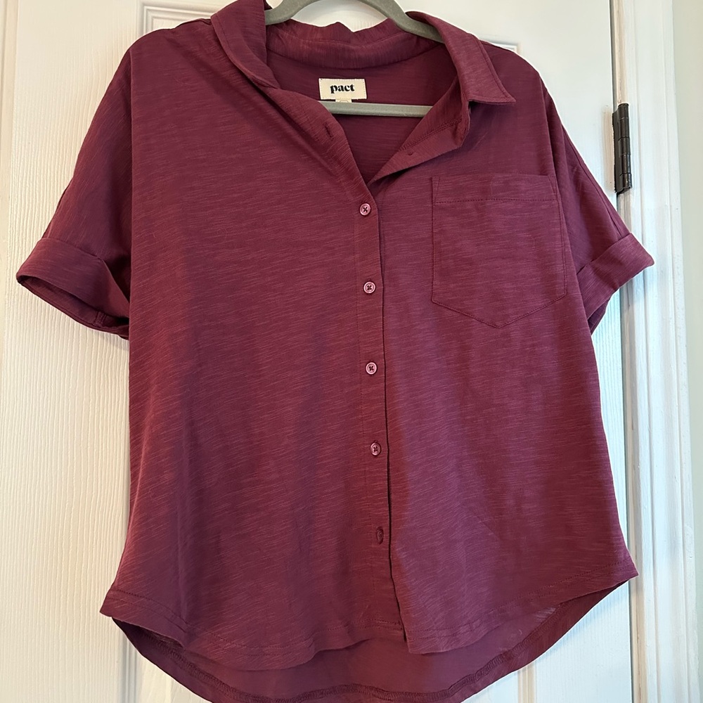 Pact Burgundy Button Down Shirt